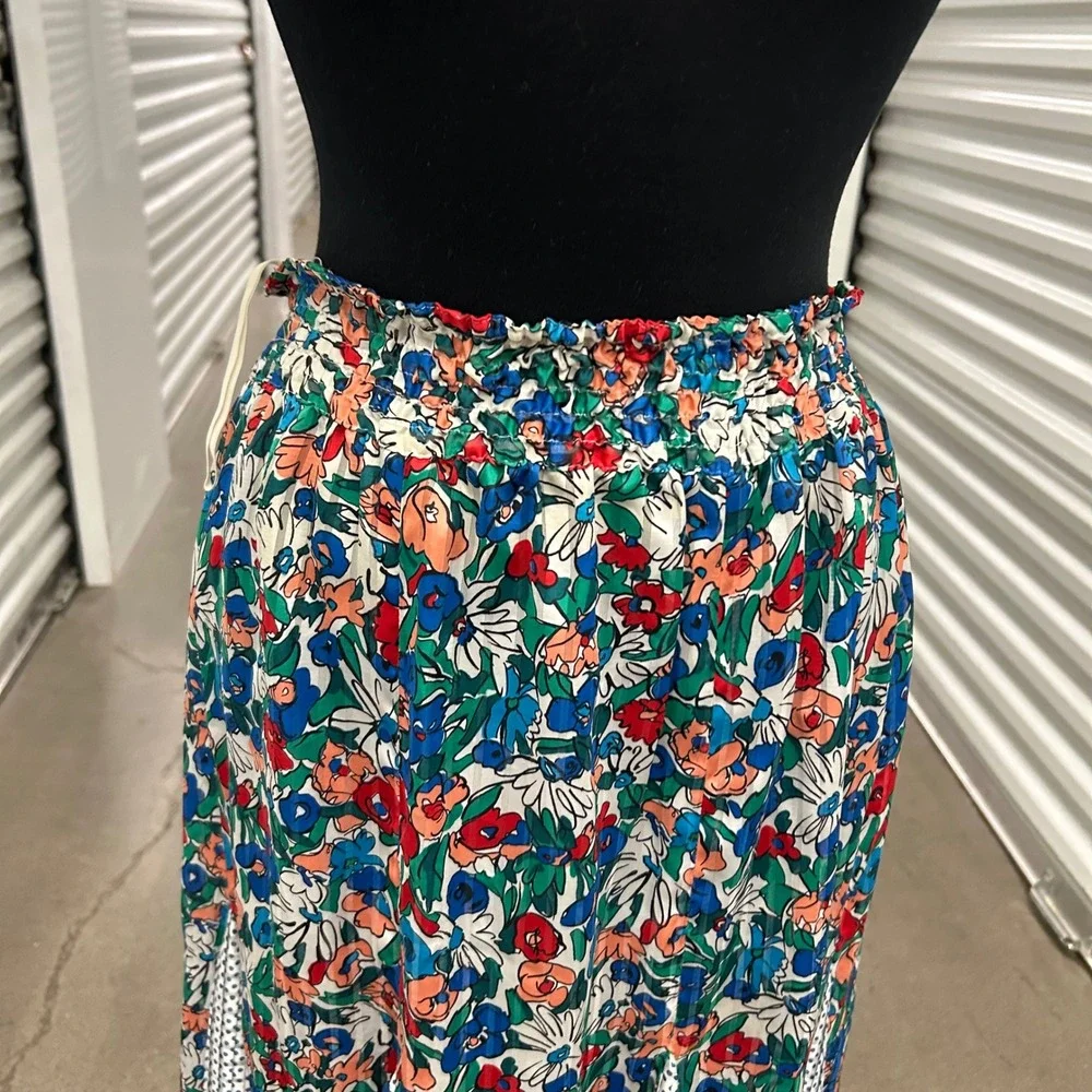 Vintage Diane Freis Pleated Skirt Georgette Pleats Busy Floral Print 80s